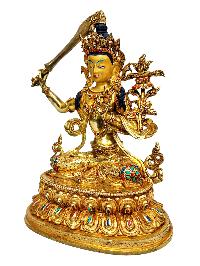 [five Dhyani Manjushri] Or [manjushri Set], Buddhist Handmade Statue, [full Gold Plated], [stone Setting], [face Painted]