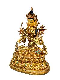 [five Dhyani Manjushri] Or [manjushri Set], Buddhist Handmade Statue, [full Gold Plated], [stone Setting], [face Painted]