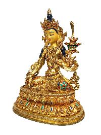 [five Dhyani Manjushri] Or [manjushri Set], Buddhist Handmade Statue, [full Gold Plated], [stone Setting], [face Painted]