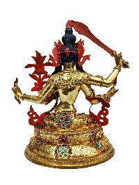 [five Dhyani Manjushri] Or [manjushri Set], Buddhist Handmade Statue, [full Gold Plated], [stone Setting], [face Painted]