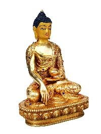 [shakyamuni Buddha], Buddhist Handmade Statue, [full Gold Plated], [stone Setting], [face Painted]