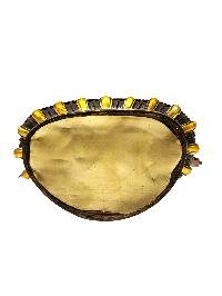 [white Tara], Buddhist Handmade Statue, [chocolate And Silver Oxidized With Extra Gold Plated], [stone Setting], [face Painted]