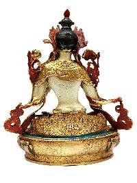 [white Tara]. Buddhist Miniature Statue, [full Gold Plated], [thangka Color Finishing], [face Painted]