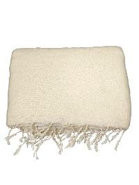 [real] Yak Wool Shawl, Nepali Hand Loom Shawl, [cream White]