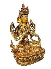 [chenrezig], Buddhist Handmade Statue, [full Fire Gold Plated], [face Painted]