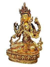 [chenrezig], Buddhist Handmade Statue, [full Fire Gold Plated], [face Painted]