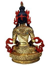 [aparimita], Buddhist Handmade Statue, [full Fire Gold Plated], [stone Setting], [face Painted]