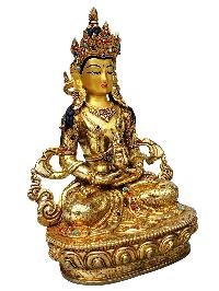 [aparimita], Buddhist Handmade Statue, [full Fire Gold Plated], [stone Setting], [face Painted]