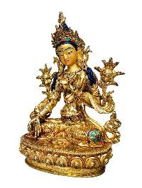 [white Tara], Buddhist Handmade Statue, [full Fire Gold Plated], [face Painted]
