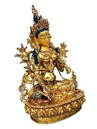 [white Tara], Buddhist Handmade Statue, [full Fire Gold Plated], [face Painted]