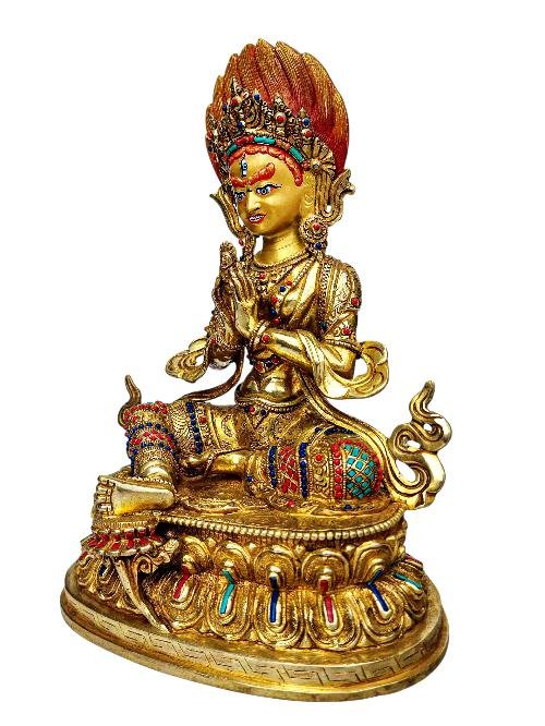 [premium Quality], [21 Tara] On Double Lotus Base Set, [full Gold Plated], [stone Setting], [face Painted]