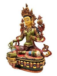 [green Tara], Buddhist Handmade Statue, [thangka Color Finishing], [face Painted]