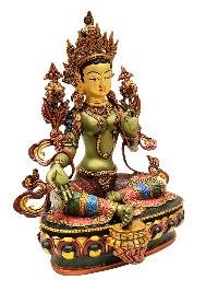 [green Tara], Buddhist Handmade Statue, [thangka Color Finishing], [face Painted]