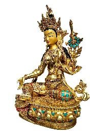 [21 Tara] Set, Buddhist Handmade Statue, [full Gold Plated], [stone Setting], [face Painted]