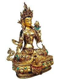 [21 Tara] Set, Buddhist Handmade Statue, [full Gold Plated], [stone Setting], [face Painted]