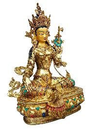 [21 Tara] Set, Buddhist Handmade Statue, [full Gold Plated], [stone Setting], [face Painted]