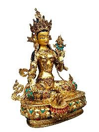 [21 Tara] Set, Buddhist Handmade Statue, [full Gold Plated], [stone Setting], [face Painted]