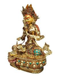 [21 Tara] Set, Buddhist Handmade Statue, [full Gold Plated], [stone Setting], [face Painted]