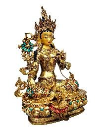 [21 Tara] Set, Buddhist Handmade Statue, [full Gold Plated], [stone Setting], [face Painted]