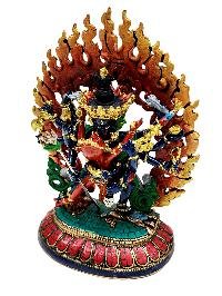 [chakrasamvara], Buddhist Miniature Statue, [thangka Color Finishing], [stone Setting]