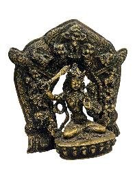 [manjushri] With Various God In Background, Buddhist Handmade Statue, [antique Finishing]