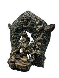 [green Tara], With Various God In Background, Buddhist Handmade Statue, [antique Finishing]