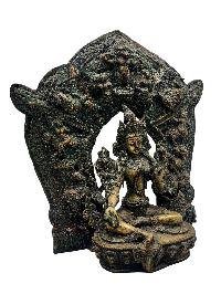 [green Tara], With Various God In Background, Buddhist Handmade Statue, [antique Finishing]