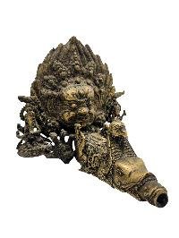 thumb2-Unique, Traditional Dhunge Dhara Stone Water Tap With Mahakala Bhairava, Lakshmi And Ganesh, Antique Finishing