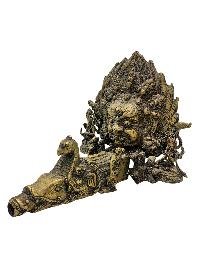 thumb5-Unique, Traditional Dhunge Dhara Stone Water Tap With Mahakala Bhairava, Lakshmi And Ganesh, Antique Finishing