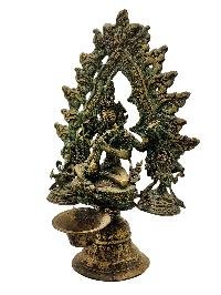 [saraswati], Buddhist Handmade Statue With Oil Lamp, [antique Finishing]