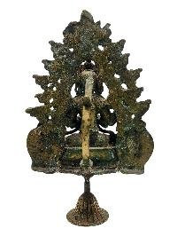 thumb1-Chenrezig, Buddhist Handmade Statue With Oil Lamp, Antique Finishing