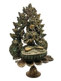 thumb4-Chenrezig, Buddhist Handmade Statue With Oil Lamp, Antique Finishing