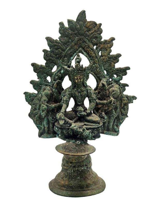 This 25cm tall Lakshmi, Buddhist Handmade Statue With Oil Lamp, Antique Finishing (Product Code: HMS37036) weighs 1.4kg and is available at an offer price of US$330.