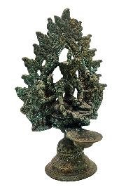 [lakshmi], Buddhist Handmade Statue With Oil Lamp, [antique Finishing]