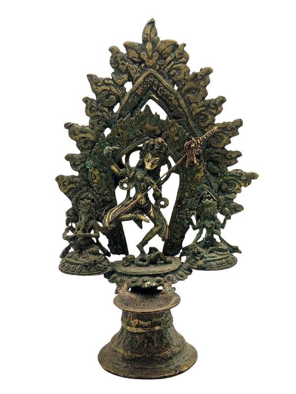 This 26cm tall Simhamukha Yogini, Buddhist Handmade Statue With Oil Lamp, Antique Finishing (Product Code: HMS37037) weighs 1.27kg and is available at an offer price of US$330.