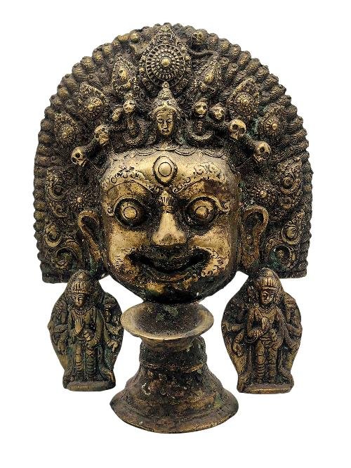 This 24cm tall Akash Bhairav With Vishnu, Buddhist Handmade Statue With Oil Lamp, Antique Finishing (Product Code: HMS37038) weighs 1.43kg and is available at an offer price of US$330.