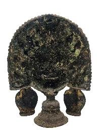 thumb1-Akash Bhairav With Vishnu, Buddhist Handmade Statue With Oil Lamp, Antique Finishing