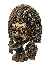 thumb2-Akash Bhairav With Vishnu, Buddhist Handmade Statue With Oil Lamp, Antique Finishing