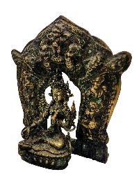 [green Tara] With Various God In Background, Buddhist Handmade Statue, [antique Finishing]