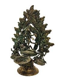 thumb2-Kali, Buddhist Handmade Statue With Oil Lamp, Antique Finishing