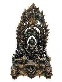 [yellow Jambhala] With [ganesh] And [lakshmi], Buddhist Handmade Statue, [antique Finishing]