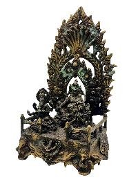 [yellow Jambhala] With [ganesh] And [lakshmi], Buddhist Handmade Statue, [antique Finishing]