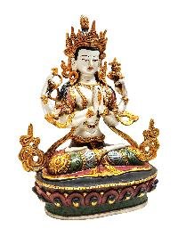 thumb2-Chenrezig, Buddhist Handmade Statue, Thangka Color Finishing, Partly Gold Plated