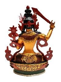 thumb3-Manjushri, Buddhist Handmade Statue, Thangka Color Finishing, Partly Gold Plated