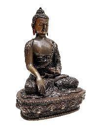 thumb3-Shakyamuni Buddha, Handmade Statue, Chocolate Color Oxidized, With Carving