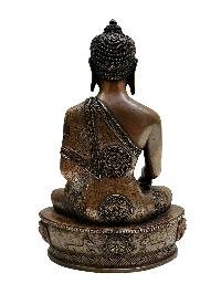 thumb2-Shakyamuni Buddha, Handmade Statue, Chocolate Color Oxidized, With Asthamangal Carving