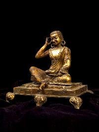 thumb2-Milarepa Statue, Handcrafted Buddhist Art, Full Gold Plated Finish, Antique Finish