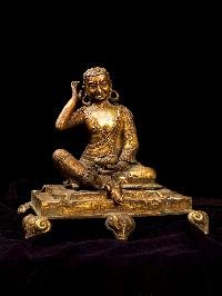 thumb3-Milarepa Statue, Handcrafted Buddhist Art, Full Gold Plated Finish, Antique Finish