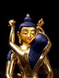 thumb1-Samantabhadra, Buddhist Handmade Statue, Full Gold Plated, Face Painted, Sacred Art