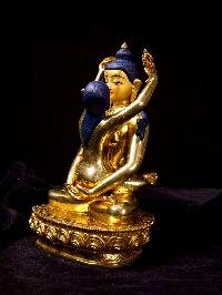 thumb3-Samantabhadra, Buddhist Handmade Statue, Full Gold Plated, Face Painted, Sacred Art